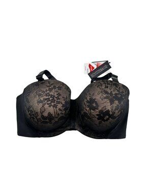Curvy Couture Strapless Sensation Multi-Way Black Bra 40DDD Elegant Lace Design